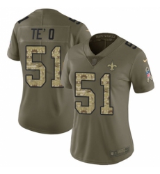Women's Nike New Orleans Saints #51 Manti Te'o Limited Olive/Camo 2017 Salute to Service NFL Jersey
