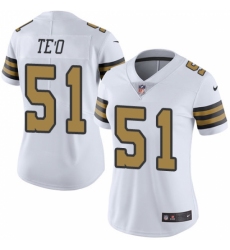 Women's Nike New Orleans Saints #51 Manti Te'o Limited White Rush Vapor Untouchable NFL Jersey