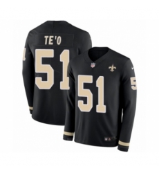 Youth Nike New Orleans Saints #51 Manti Te'o Limited Black Therma Long Sleeve NFL Jersey