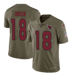 Men's Arizona Cardinals #18 A.J. Green Olive Stitched NFL Limited 2017 Salute To Service Jersey