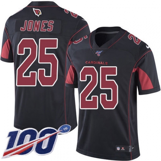 Men's Nike Arizona Cardinals #25 Chris Jones Black Stitched NFL Limited Rush 100th Season Jersey