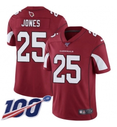 Men's Nike Arizona Cardinals #25 Chris Jones Red Team Color Stitched NFL 100th Season Vapor Limited Jersey