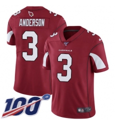Men's Nike Arizona Cardinals #3 Drew Anderson Red Team Color Stitched NFL 100th Season Vapor Limited Jersey