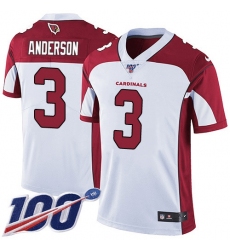 Men's Nike Arizona Cardinals #3 Drew Anderson White Stitched NFL 100th Season Vapor Limited Jersey