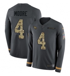 Men's Nike Arizona Cardinals #4 Rondale Moore Anthracite Salute to Service Stitched NFL Limited Therma Long Sleeve Jersey
