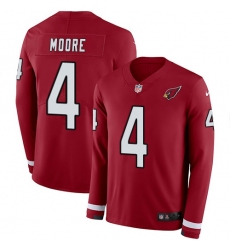 Men's Nike Arizona Cardinals #4 Rondale Moore Red Team Color Stitched NFL Limited Therma Long Sleeve Jersey