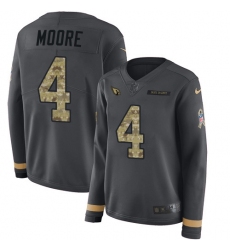 Women's Nike Arizona Cardinals #4 Rondale Moore Anthracite Salute to Service Stitched NFL Limited Therma Long Sleeve Jersey