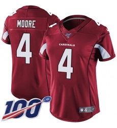 Women's Nike Arizona Cardinals #4 Rondale Moore Red Team Color Stitched NFL 100th Season Vapor Untouchable Limited Jersey