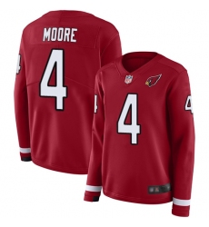 Women's Nike Arizona Cardinals #4 Rondale Moore Red Team Color Stitched NFL Limited Therma Long Sleeve Jersey