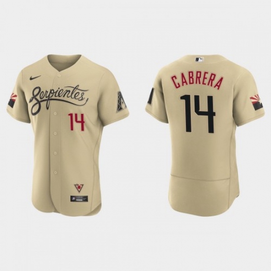 Men's Nike Arizona Diamondbacks #14 Asdrubal Cabrera 2021 City Connect Authentic MLB Jersey Gold