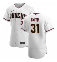 Men's Nike Arizona Diamondbacks #31 Caleb Smith White Crimson Authentic Home Team MLB Jersey