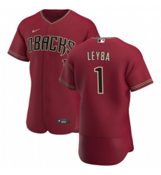 Men's Nike Arizona Diamondbacks #1 Domingo Leyba Crimson Authentic Alternate Team MLB Jersey