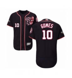 Men's Washington Nationals #10 Yan Gomes Navy Blue Alternate Flex Base Authentic Collection 2019 World Series Bound Baseball Jersey