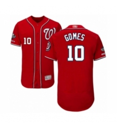 Men's Washington Nationals #10 Yan Gomes Red Alternate Flex Base Authentic Collection 2019 World Series Champions Baseball Jersey