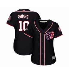 Women's Washington Nationals #10 Yan Gomes Authentic Navy Blue Alternate 2 Cool Base 2019 World Series Bound Baseball Jersey