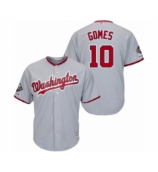 Youth Washington Nationals #10 Yan Gomes Authentic Grey Road Cool Base 2019 World Series Champions Baseball Jersey