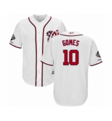 Youth Washington Nationals #10 Yan Gomes Authentic White Home Cool Base 2019 World Series Champions Baseball Jersey