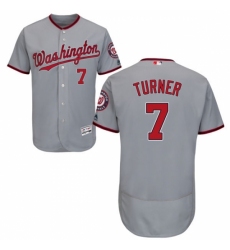 Men's Majestic Washington Nationals #7 Trea Turner Grey Flexbase Authentic Collection MLB Jersey
