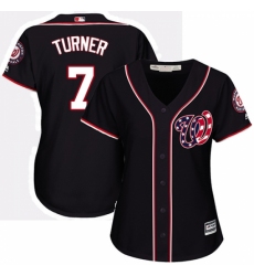 Women's Majestic Washington Nationals #7 Trea Turner Replica Navy Blue Alternate 2 Cool Base MLB Jersey