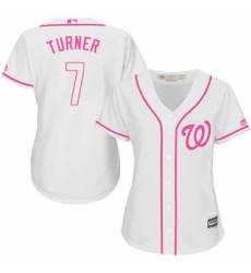 Women's Majestic Washington Nationals #7 Trea Turner Replica White Fashion Cool Base MLB Jersey