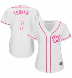 Women's Majestic Washington Nationals #7 Trea Turner Replica White Fashion Cool Base MLB Jersey