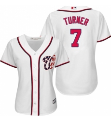 Women's Majestic Washington Nationals #7 Trea Turner Replica White Home Cool Base MLB Jersey