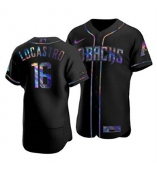 Men's Nike Arizona Diamondbacks #16 Tim Locastro Iridescent Holographic Collection MLB Jersey - Black