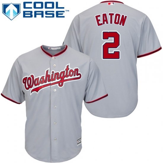 Men's Majestic Washington Nationals #2 Adam Eaton Replica Grey Road Cool Base MLB Jersey Men's Majestic Washington Nationals #2 Adam Eaton Replica Grey Road Cool Base MLB Jersey