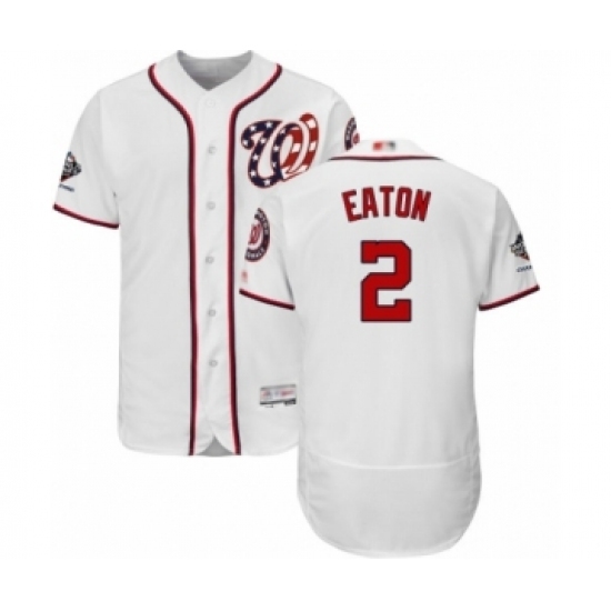 Men's Washington Nationals #2 Adam Eaton White Home Flex Base Authentic Collection 2019 World Series Champions Baseball Jersey Men's Washington Nationals #2 Adam Eaton White Home Flex Base Authentic Collection 2019 World Series Champions Baseball Jersey