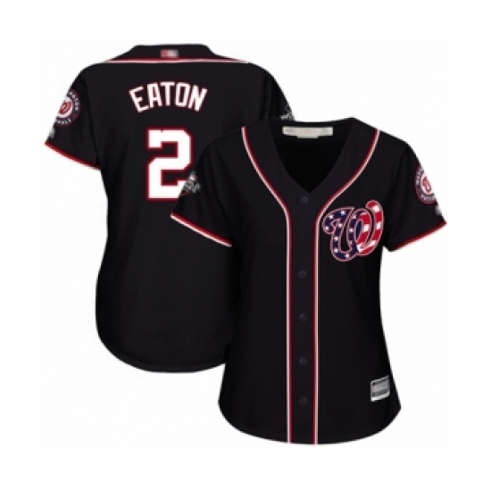 Women's Washington Nationals #2 Adam Eaton Authentic Navy Blue Alternate 2 Cool Base 2019 World Series Bound Baseball Jersey Women's Washington Nationals #2 Adam Eaton Authentic Navy Blue Alternate 2 Cool Base 2019 World Series Bound Baseball Jersey