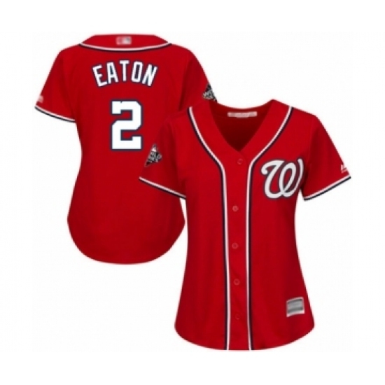 Women's Washington Nationals #2 Adam Eaton Authentic Red Alternate 1 Cool Base 2019 World Series Bound Baseball Jersey Women's Washington Nationals #2 Adam Eaton Authentic Red Alternate 1 Cool Base 2019 World Series Bound Baseball Jersey