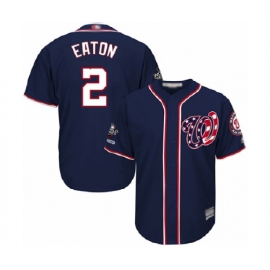 Youth Washington Nationals #2 Adam Eaton Authentic Navy Blue Alternate 2 Cool Base 2019 World Series Champions Baseball Jersey Youth Washington Nationals #2 Adam Eaton Authentic Navy Blue Alternate 2 Cool Base 2019 World Series Champions Baseball Jersey