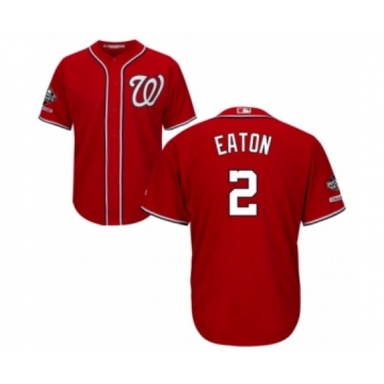 Youth Washington Nationals #2 Adam Eaton Authentic Red Alternate 1 Cool Base 2019 World Series Champions Baseball Jersey Youth Washington Nationals #2 Adam Eaton Authentic Red Alternate 1 Cool Base 2019 World Series Champions Baseball Jersey