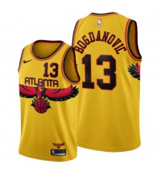 Men‘s Atlanta Hawks #13 Bogdan Bogdanovic 2021-22 City Edition Gold NBA Jersey