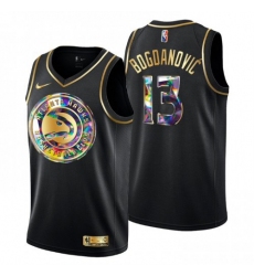 Men‘s Atlanta Hawks #13 Bogdan Bogdanovic Golden Edition Diamond Logo 2021-22 Swingman Jersey - Black