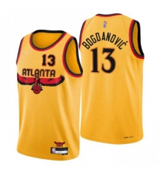 Men‘s Atlanta Hawks #13 Bogdan Bogdanovic Nike Gold 2021-22 Swingman NBA Jersey - City Edition