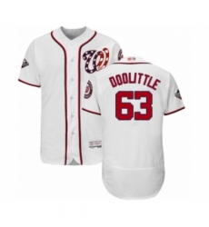 Men's Washington Nationals #63 Sean Doolittle White Home Flex Base Authentic Collection 2019 World Series Bound Baseball Jersey
