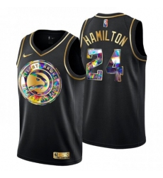 Men's Atlanta Hawks #24 Johnny Hamilton Golden Edition Diamond Logo 2021-22 Swingman Jersey - Black