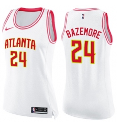 Women's Nike Atlanta Hawks #24 Kent Bazemore White-Pink NBA Swingman Fashion Jersey