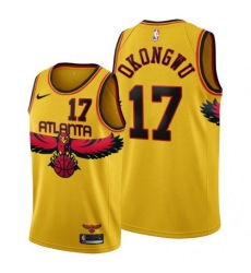 Men's Atlanta Hawks #17 Onyeka Okongwu 2021-22 City Edition Gold NBA Jersey