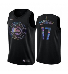 Men's Nike Atlanta Hawks #17 Onyeka Okongwu Iridescent Holographic Collection NBA Jersey - Black