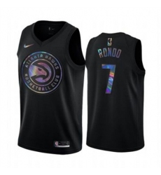 Men's NBA Nike Atlanta Hawks #7 Rajon Rondo Iridescent Holographic Collection NBA Jersey - Black