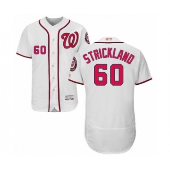 Men's Washington Nationals #60 Hunter Strickland White Home Flex Base Authentic Collection Baseball Player Jersey Men's Washington Nationals #60 Hunter Strickland White Home Flex Base Authentic Collection Baseball Player Jersey