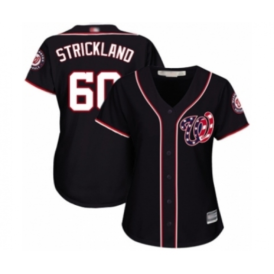 Women's Washington Nationals #60 Hunter Strickland Authentic Navy Blue Alternate 2 Cool Base Baseball Player Jersey Women's Washington Nationals #60 Hunter Strickland Authentic Navy Blue Alternate 2 Cool Base Baseball Player Jersey
