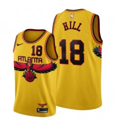 Men's Atlanta Hawks #18 Solomon Hill 2021-22 City Edition Gold NBA Jersey