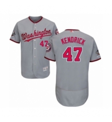 Men's Washington Nationals #47 Howie Kendrick Grey Road Flex Base Authentic Collection 2019 World Series Champions Baseball Jersey Men's Washington Nationals #47 Howie Kendrick Grey Road Flex Base Authentic Collection 2019 World Series Champions Baseball Jersey