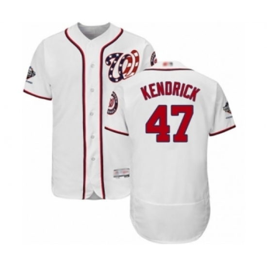 Men's Washington Nationals #47 Howie Kendrick White Home Flex Base Authentic Collection 2019 World Series Champions Baseball Jersey Men's Washington Nationals #47 Howie Kendrick White Home Flex Base Authentic Collection 2019 World Series Champions Baseball Jersey