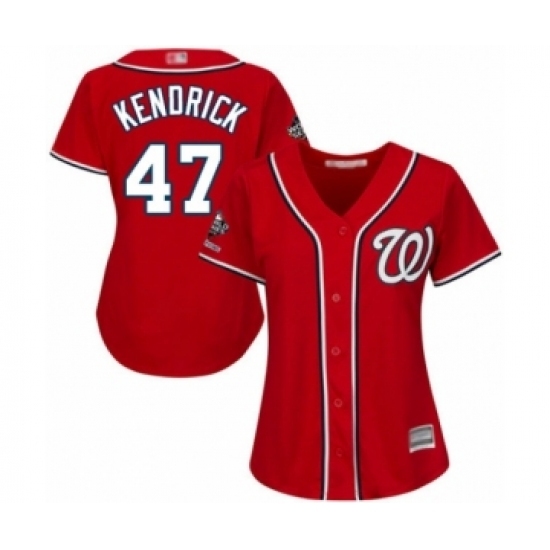 Women's Washington Nationals #47 Howie Kendrick Authentic Red Alternate 1 Cool Base 2019 World Series Champions Baseball Jersey Women's Washington Nationals #47 Howie Kendrick Authentic Red Alternate 1 Cool Base 2019 World Series Champions Baseball Jersey