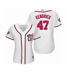 Women's Washington Nationals #47 Howie Kendrick Authentic White Home Cool Base 2019 World Series Bound Baseball Jersey Women's Washington Nationals #47 Howie Kendrick Authentic White Home Cool Base 2019 World Series Bound Baseball Jersey