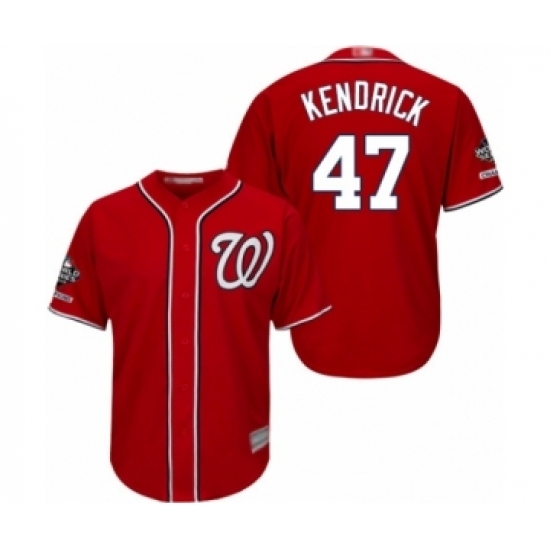 Youth Washington Nationals #47 Howie Kendrick Authentic Red Alternate 1 Cool Base 2019 World Series Champions Baseball Jersey Youth Washington Nationals #47 Howie Kendrick Authentic Red Alternate 1 Cool Base 2019 World Series Champions Baseball Jersey